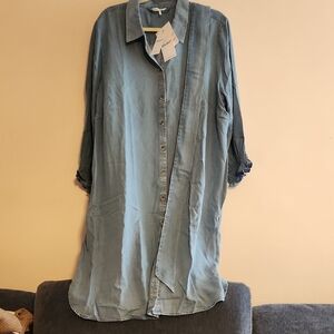 Foxcroft Light Blue Denim/ Chambray Shirt Dress Size 2X